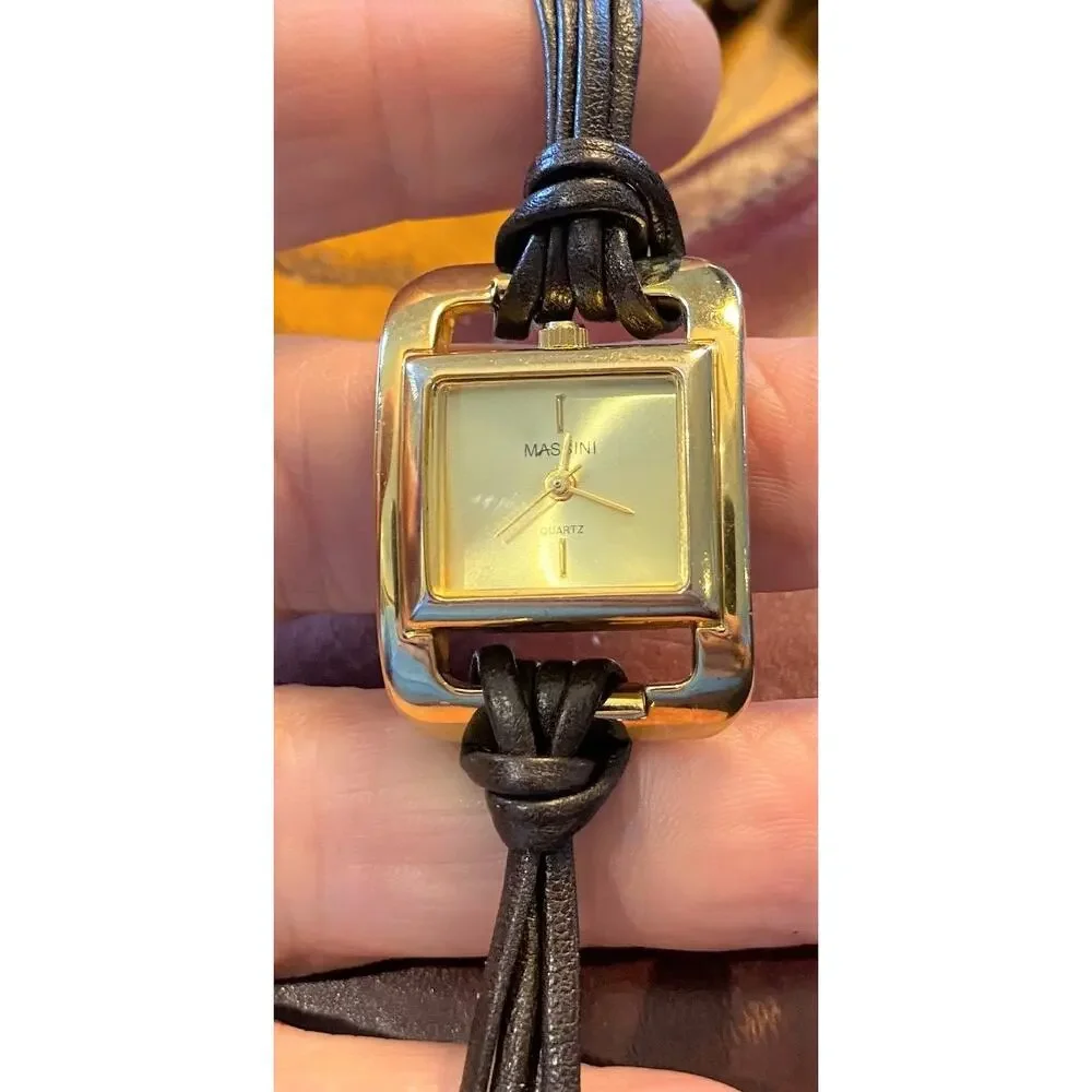 Women's  Massini Quartz Watch, Gold Tone With Leather and Metal Band